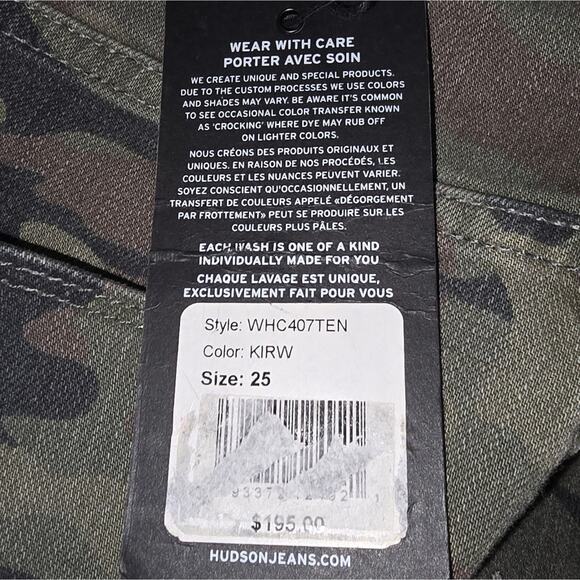 Hudson Barbara High Rise‎ Crop Raw Hem Camouflage Skinny Jeans Size 25 New - Picture 9 of 14